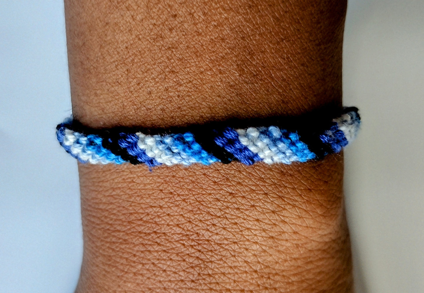 Blue candy stripe woven bracelet