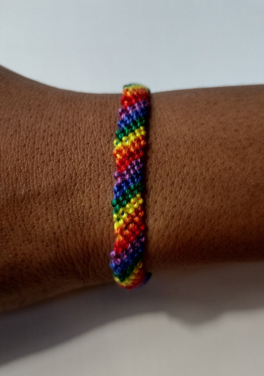 Rainbow candy stripe woven bracelet